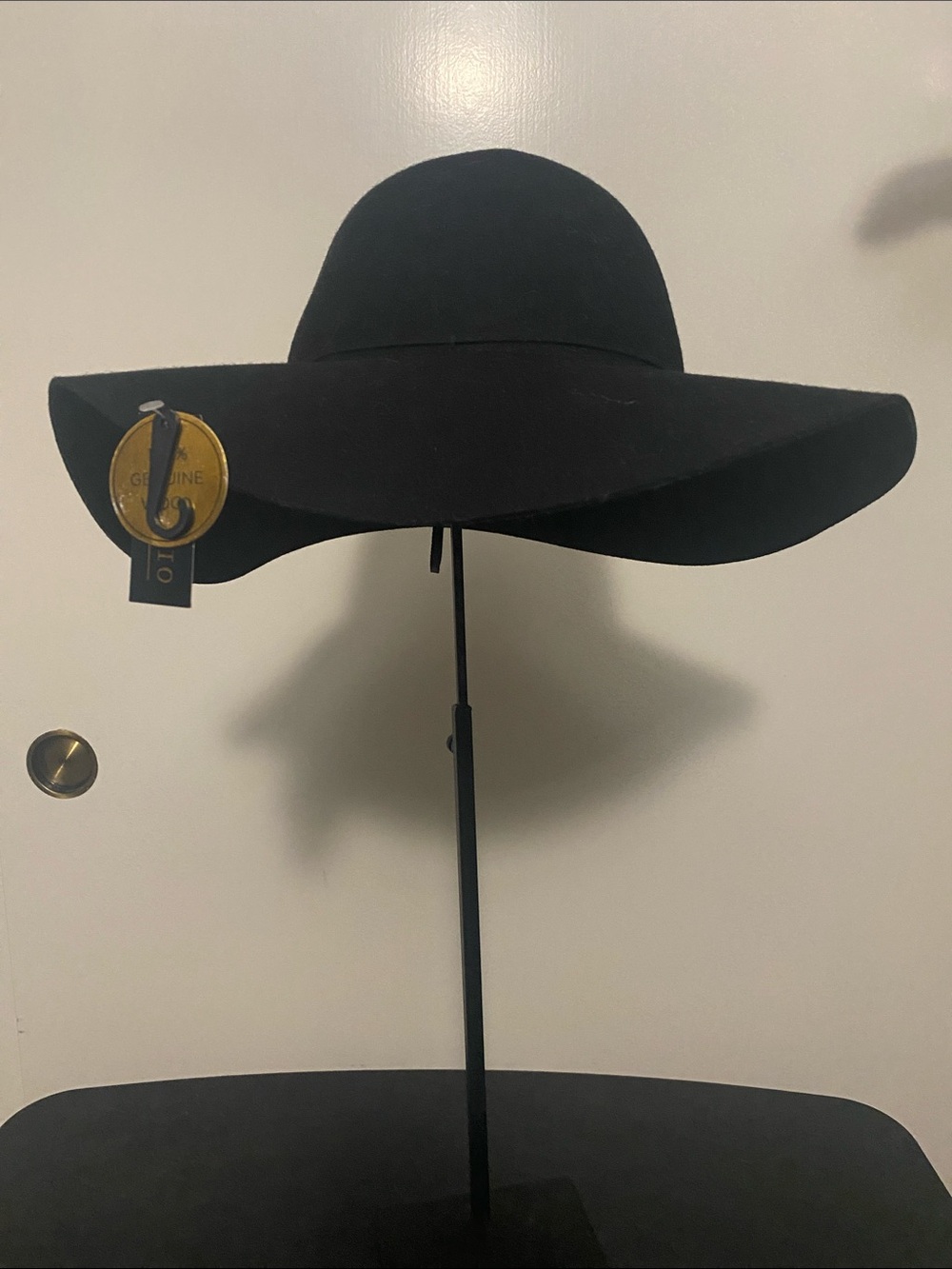 Studio NYC Black Wide-Brim 100% Wool Floppy Hat